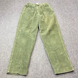 Essential Elements Corduroy Pants Women Size 6 Olive Green Pleated High Rise